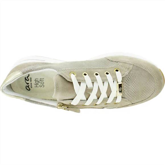 NEW ARA women's oleanna sneakers in sand/platinum suede - Picture 3 of 4